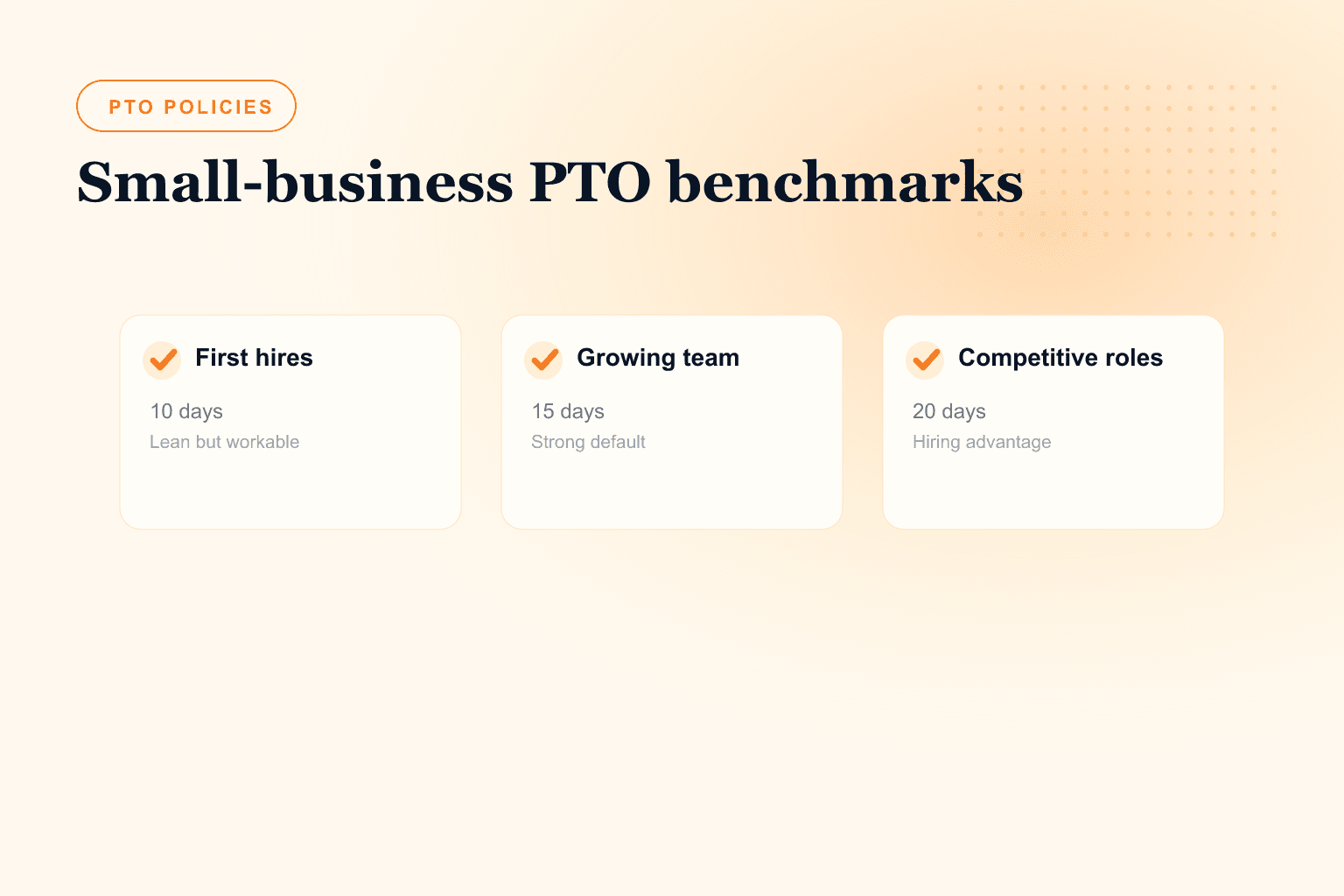 Small-business PTO benchmarks for first hires growing teams and competitive roles