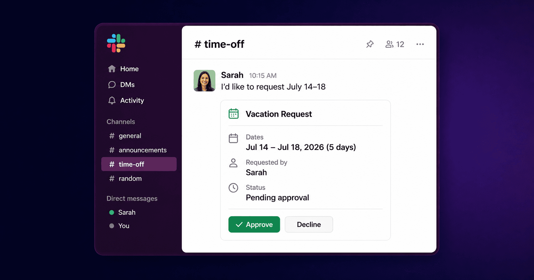 How to Track Employee Vacation Time in Slack