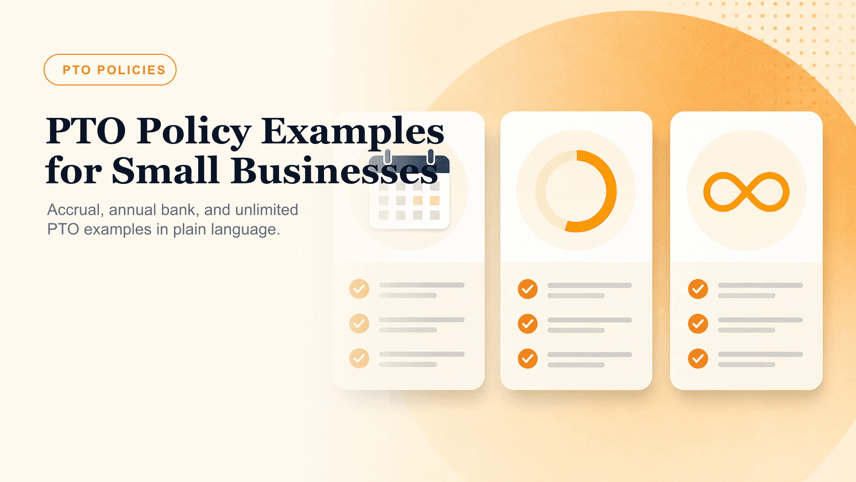 PTO policy examples for small businesses shown as option cards