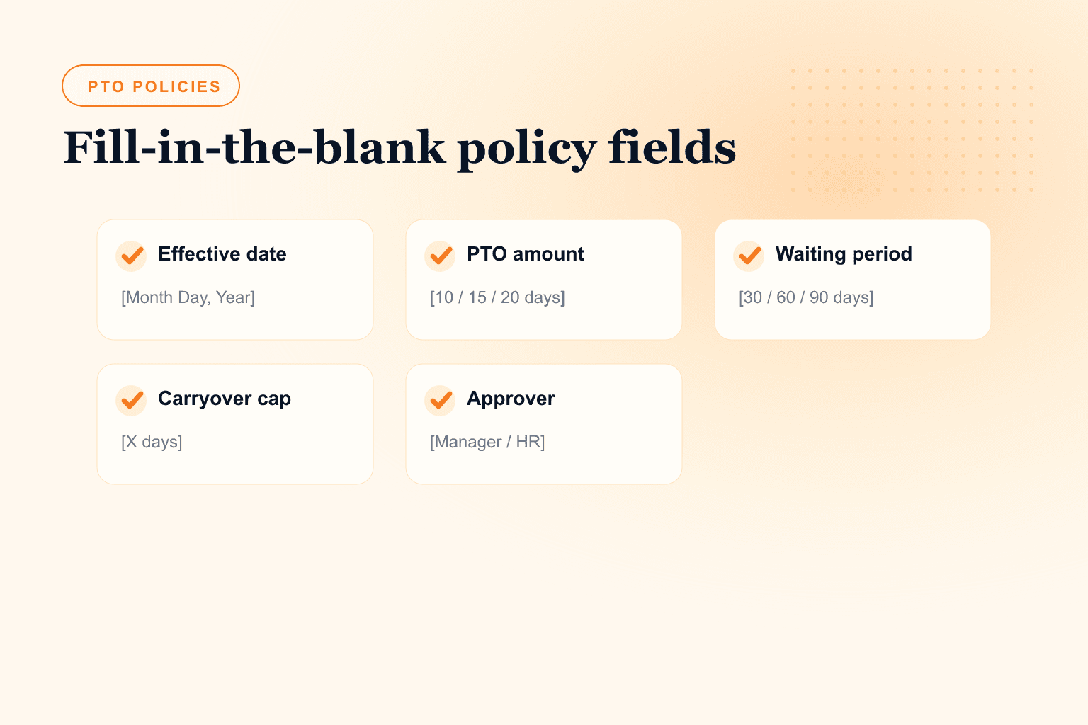Fill-in-the-blank PTO policy fields for small businesses