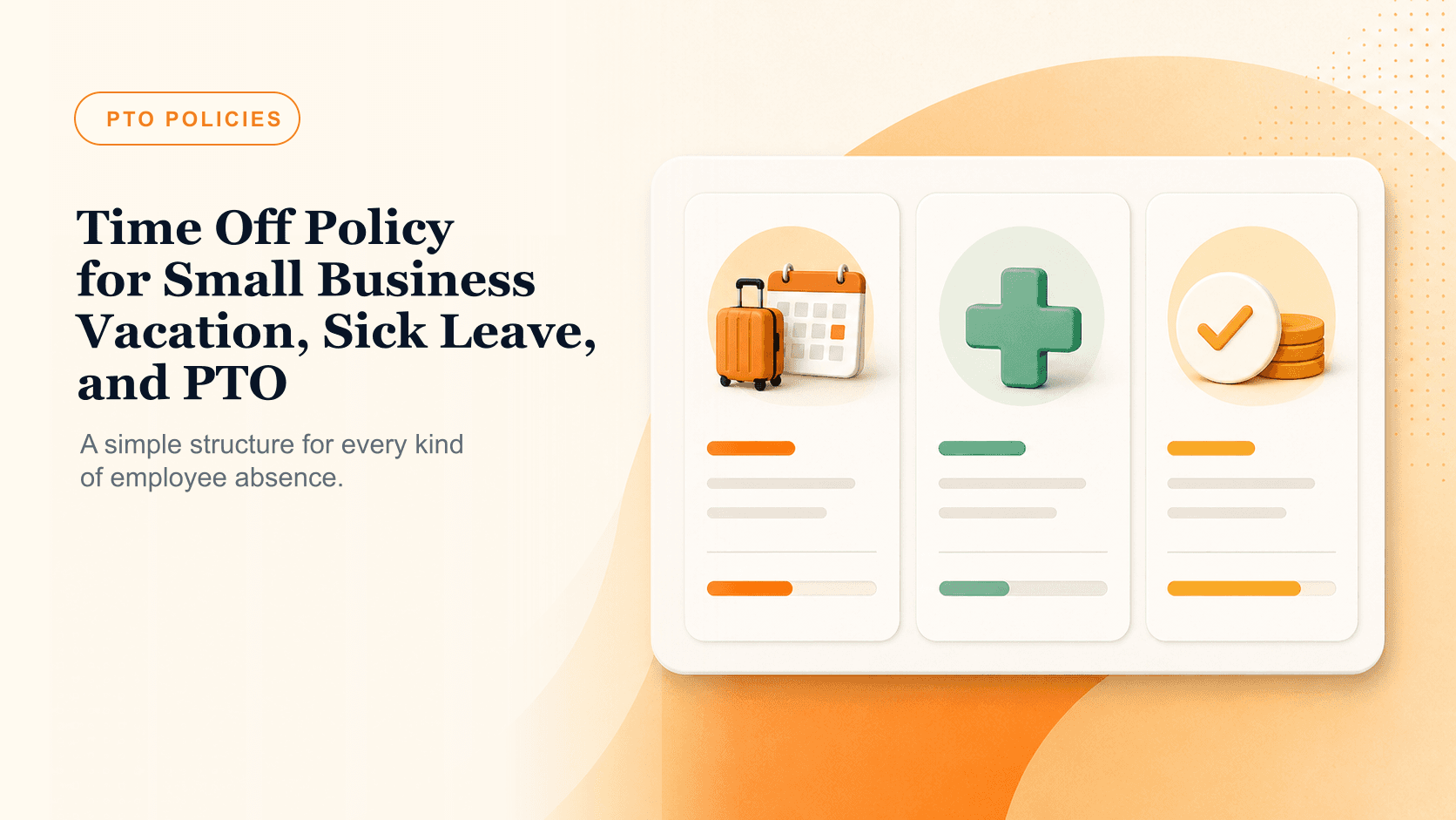 Small business time off policy board with vacation sick leave and PTO